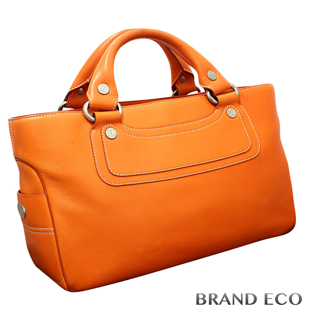 celine orange leather handbag boogie  